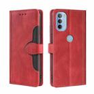 For Motorola Moto G31 / G41 Skin Feel Straw Hat Magnetic Buckle Leather Phone Case(Red) - 1