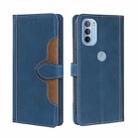 For Motorola Moto G31 / G41 Skin Feel Straw Hat Magnetic Buckle Leather Phone Case(Blue) - 1