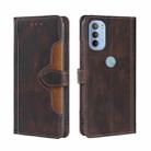 For Motorola Moto G31 / G41 Skin Feel Straw Hat Magnetic Buckle Leather Phone Case(Brown) - 1