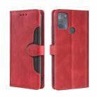 For Motorola Moto G50 Skin Feel Straw Hat Magnetic Buckle Leather Phone Case(Red) - 1