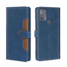 For Motorola Moto G50 Skin Feel Straw Hat Magnetic Buckle Leather Phone Case(Blue) - 1