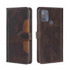 For Motorola Moto G50 Skin Feel Straw Hat Magnetic Buckle Leather Phone Case(Brown) - 1