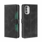 For Motorola Moto G51 Skin Feel Straw Hat Magnetic Buckle Leather Phone Case(Black) - 1