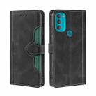 For Motorola Moto G71 5G Skin Feel Straw Hat Magnetic Buckle Leather Phone Case(Black) - 1