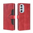 For Motorola Edge X30 Skin Feel Straw Hat Magnetic Buckle Leather Phone Case(Red) - 1