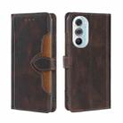 For Motorola Edge X30 Skin Feel Straw Hat Magnetic Buckle Leather Phone Case(Brown) - 1