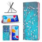 For Xiaomi Redmi Note 11 International Version Colored Drawing Pattern Invisible Magnetic Horizontal Flip Leather Phone Case(Plum Blossom) - 1