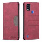 For ZTE Blade A51 Magnetic Splicing Leather Phone Case(Red) - 1