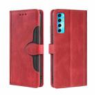 For TCL 20 Pro 5G Skin Feel Straw Hat Magnetic Buckle Leather Phone Case(Red) - 1