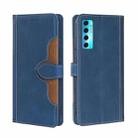 For TCL 20 Pro 5G Skin Feel Straw Hat Magnetic Buckle Leather Phone Case(Blue) - 1