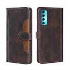 For TCL 20 Pro 5G Skin Feel Straw Hat Magnetic Buckle Leather Phone Case(Brown) - 1