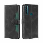 For TCL 20 SE Skin Feel Straw Hat Magnetic Buckle Leather Phone Case(Black) - 1