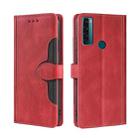 For TCL 20 SE Skin Feel Straw Hat Magnetic Buckle Leather Phone Case(Red) - 1