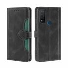 For TCL 20R 5G / Bremen / 20AX 5G Skin Feel Straw Hat Magnetic Buckle Leather Phone Case(Black) - 1