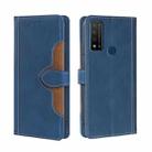 For TCL 20R 5G / Bremen / 20AX 5G Skin Feel Straw Hat Magnetic Buckle Leather Phone Case(Blue) - 1