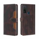 For TCL 20R 5G / Bremen / 20AX 5G Skin Feel Straw Hat Magnetic Buckle Leather Phone Case(Brown) - 1