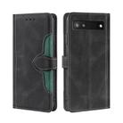 For Google Pixel 6a Skin Feel Straw Hat Magnetic Buckle Leather Phone Case(Black) - 1