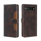 For Google Pixel 6a Skin Feel Straw Hat Magnetic Buckle Leather Phone Case(Brown) - 1