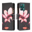 For OPPO Realme 9 Pro Colored Drawing Pattern Zipper Horizontal Flip Leather Phone Case with Holder & Card Slots & Wallet(Lotus) - 1