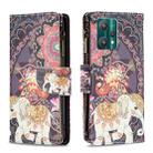 For OPPO Realme 9 Pro Colored Drawing Pattern Zipper Horizontal Flip Leather Phone Case with Holder & Card Slots & Wallet(Flower Elephants) - 1