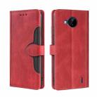 For Nokia C20 Plus Skin Feel Straw Hat Magnetic Buckle Leather Phone Case(Red) - 1