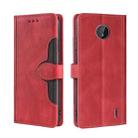 For Nokia C10 / C20 Skin Feel Straw Hat Magnetic Buckle Leather Phone Case(Red) - 1