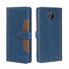 For Nokia C10 / C20 Skin Feel Straw Hat Magnetic Buckle Leather Phone Case(Blue) - 1