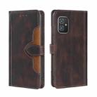 For Asus ZenFone8 ZS590KS Skin Feel Straw Hat Magnetic Buckle Leather Phone Case(Brown) - 1