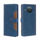 For Nokia X10 / X20 Skin Feel Straw Hat Magnetic Buckle Leather Phone Case(Blue) - 1