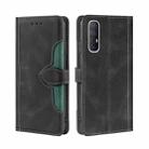 For OPPO Reno3 5G JP Version Skin Feel Straw Hat Magnetic Buckle Leather Phone Case(Black) - 1