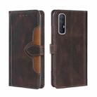 For OPPO Reno3 5G JP Version Skin Feel Straw Hat Magnetic Buckle Leather Phone Case(Brown) - 1