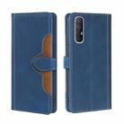 For OPPO Reno3 5G JP Version Skin Feel Straw Hat Magnetic Buckle Leather Phone Case(Blue) - 1