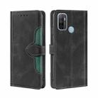 For OPPO A53 / A32 / A33 / A53s 2020 Skin Feel Straw Hat Magnetic Buckle Leather Phone Case(Black) - 1