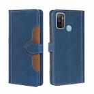 For OPPO A53 / A32 / A33 / A53s 2020 Skin Feel Straw Hat Magnetic Buckle Leather Phone Case(Blue) - 1
