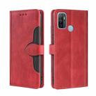 For OPPO A53 / A32 / A33 / A53s 2020 Skin Feel Straw Hat Magnetic Buckle Leather Phone Case(Red) - 1