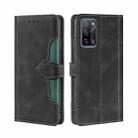 For OPPO A55 5G Skin Feel Straw Hat Magnetic Buckle Leather Phone Case(Black) - 1