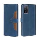 For OPPO A55 5G Skin Feel Straw Hat Magnetic Buckle Leather Phone Case(Blue) - 1