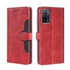 For OPPO A55 5G Skin Feel Straw Hat Magnetic Buckle Leather Phone Case(Red) - 1