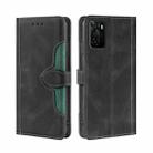 For OPPO A55s 5G Skin Feel Straw Hat Magnetic Buckle Leather Phone Case(Black) - 1