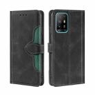 For OPPO A94 5G / F19 Pro+ / Reno 5Z Skin Feel Straw Hat Magnetic Buckle Leather Phone Case(Black) - 1