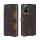 For OPPO A94 5G / F19 Pro+ / Reno 5Z Skin Feel Straw Hat Magnetic Buckle Leather Phone Case(Brown) - 1