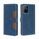 For OPPO A94 5G / F19 Pro+ / Reno 5Z Skin Feel Straw Hat Magnetic Buckle Leather Phone Case(Blue) - 1