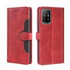 For OPPO A94 5G / F19 Pro+ / Reno 5Z Skin Feel Straw Hat Magnetic Buckle Leather Phone Case(Red) - 1