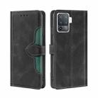 For OPPO F19 Pro / A94 4G / Reno5 F Skin Feel Straw Hat Magnetic Buckle Leather Phone Case(Black) - 1