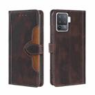 For OPPO F19 Pro / A94 4G / Reno5 F Skin Feel Straw Hat Magnetic Buckle Leather Phone Case(Brown) - 1