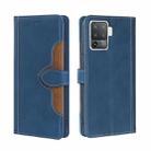 For OPPO F19 Pro / A94 4G / Reno5 F Skin Feel Straw Hat Magnetic Buckle Leather Phone Case(Blue) - 1