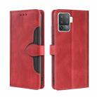 For OPPO F19 Pro / A94 4G / Reno5 F Skin Feel Straw Hat Magnetic Buckle Leather Phone Case(Red) - 1
