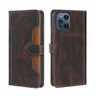 For OPPO Find X3 / X3 Pro Skin Feel Straw Hat Magnetic Buckle Leather Phone Case(Brown) - 1