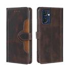 For OPPO Find X5 Lite Skin Feel Straw Hat Magnetic Buckle Leather Phone Case(Brown) - 1