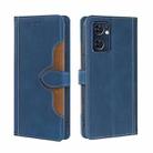 For OPPO Find X5 Lite Skin Feel Straw Hat Magnetic Buckle Leather Phone Case(Blue) - 1